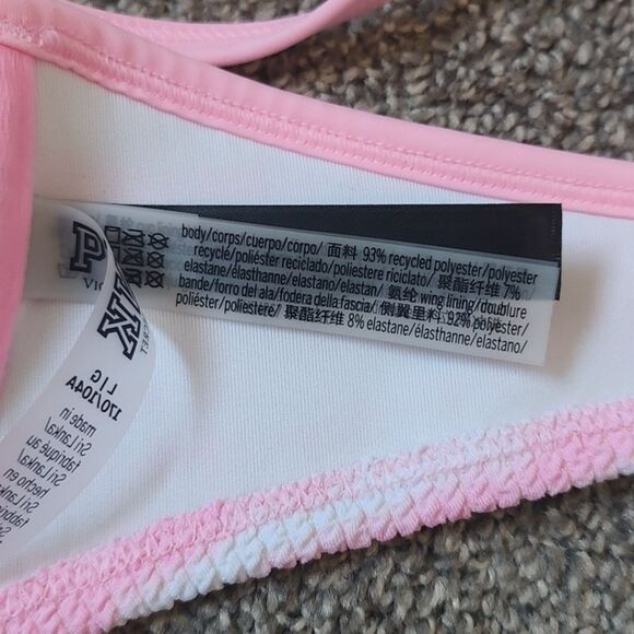 New With Tags Pink Victoria's Secret Size Large Crinkle Push-Up Bikini Top - Picture 11 of 12